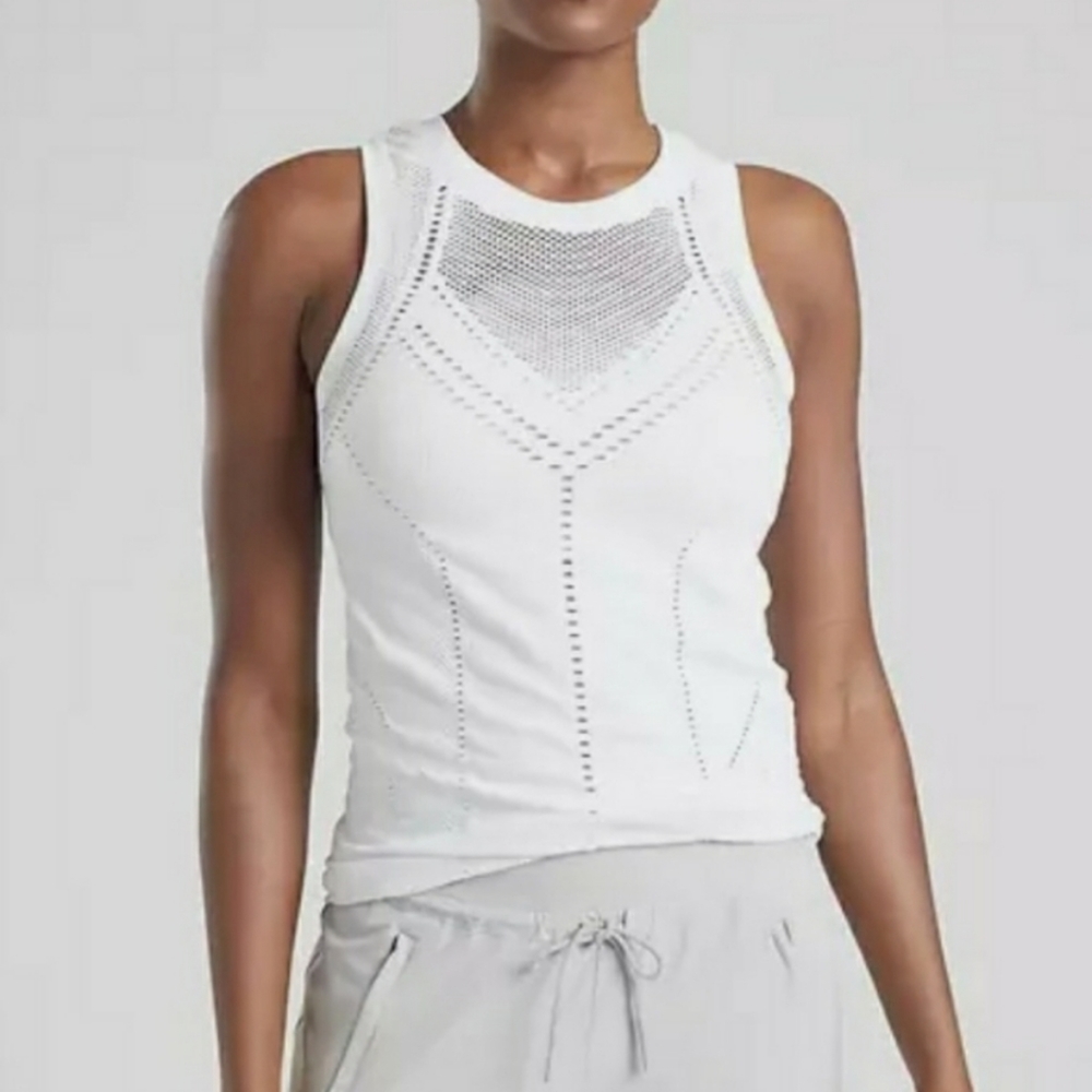 Athleta White Knit Racerback Tank Top
